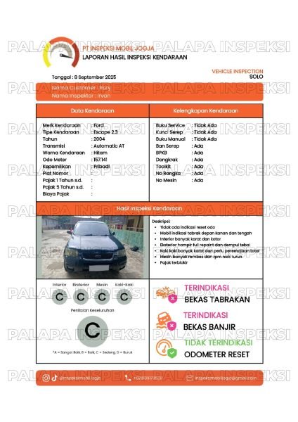 Contoh Laporan Jasa Inspeksi Mobil Jogja